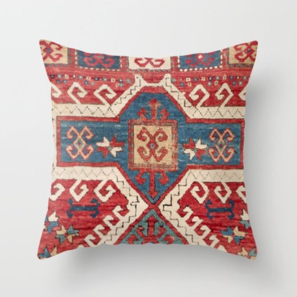 Trippy Vintage Boho Dusty Royal Blue Throw Pillow